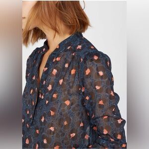 The Korner for Anthropologie NWT Navy Floral Blouse Size Large
